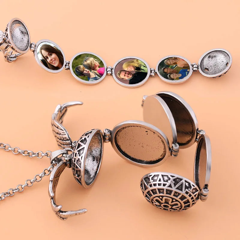 Angel Wings Memory Locket Necklace – Expandable Photo Pendant