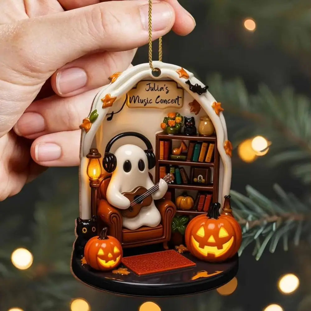 The Bookworm Ghost Ornament
