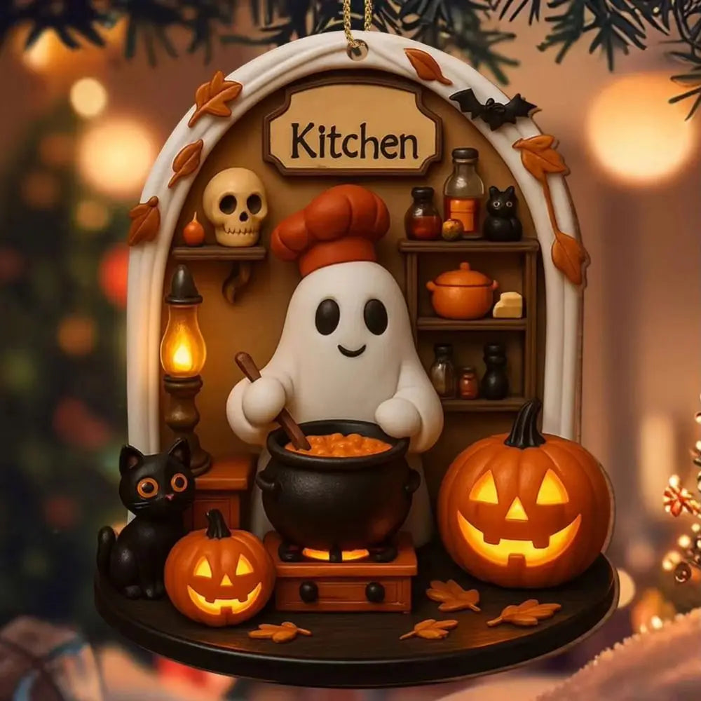 The Bookworm Ghost Ornament