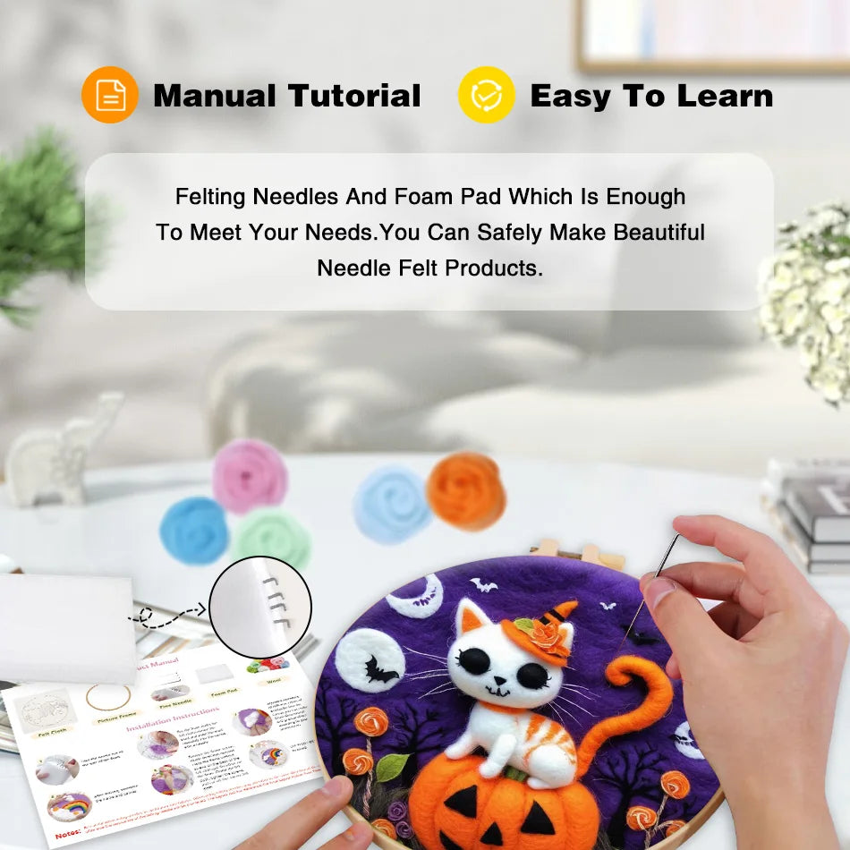 The Midnight Cat Needle Felting Kit