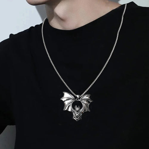 Bat Silhouette Pendant Necklace – Dark Aesthetic Jewelry