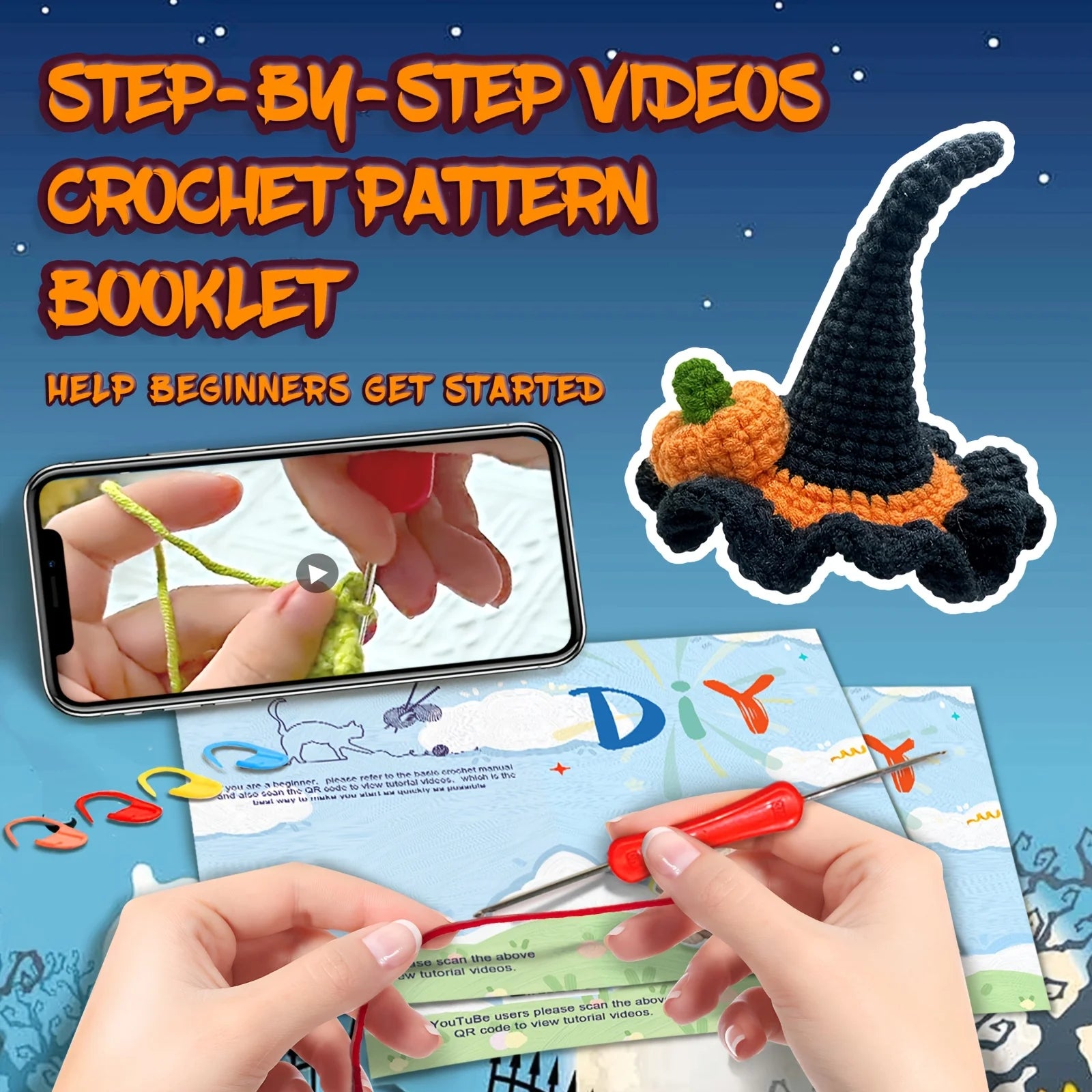 Pumpkin Witch Hat Crochet Kit