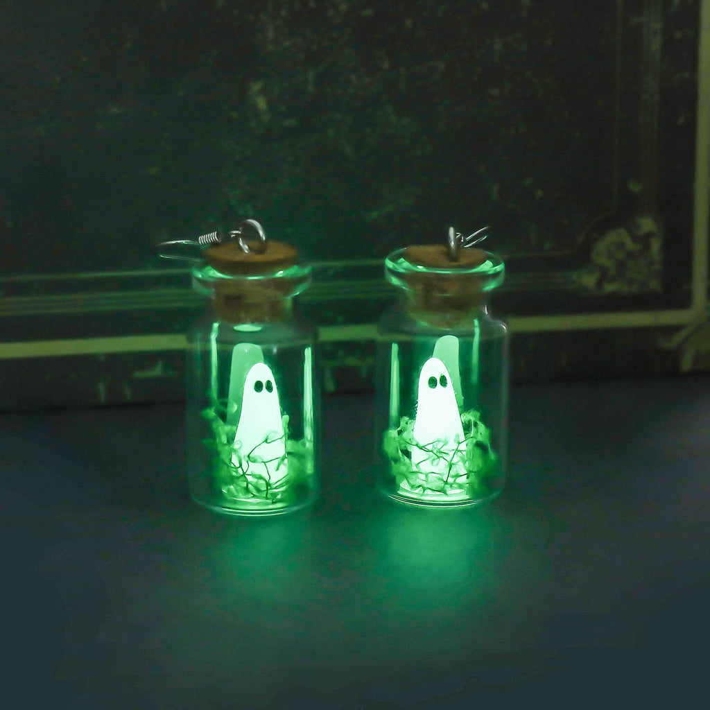 Ghost in a Bottle Earrings – Handmade Glow Drop Earrings