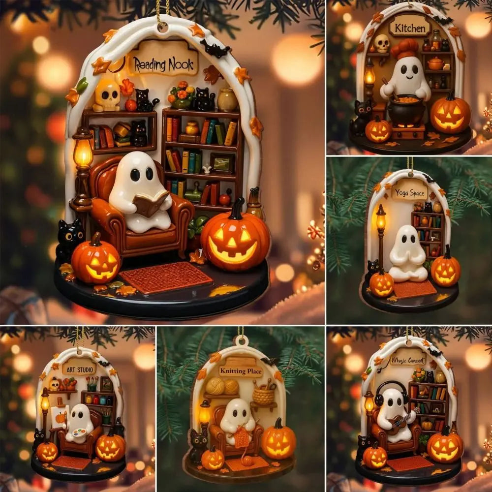 The Bookworm Ghost Ornament