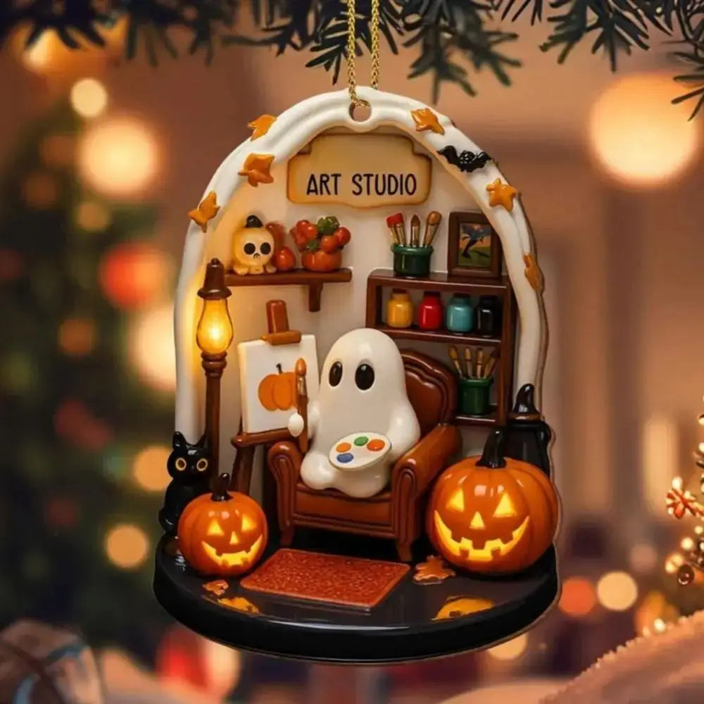 The Bookworm Ghost Ornament