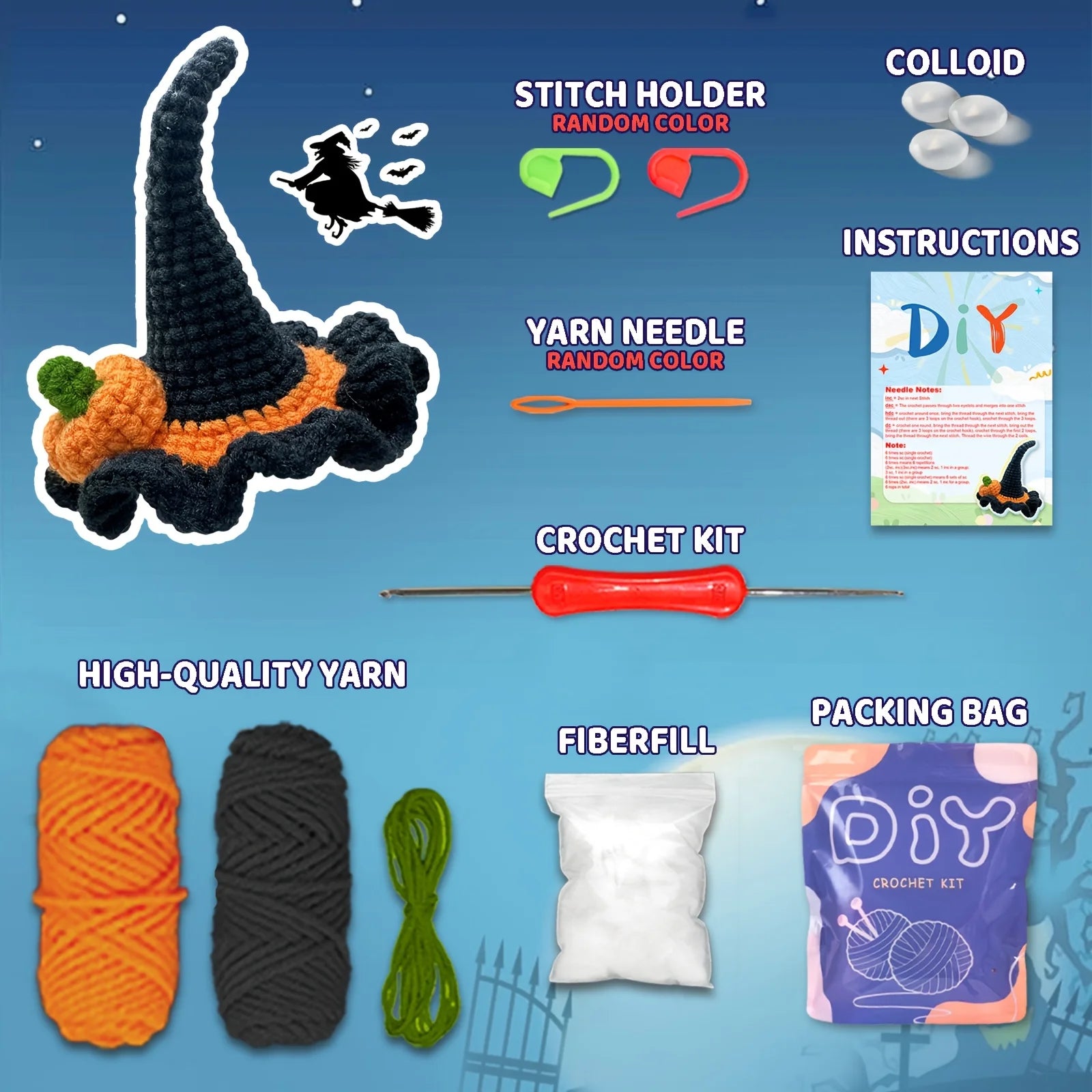 Pumpkin Witch Hat Crochet Kit