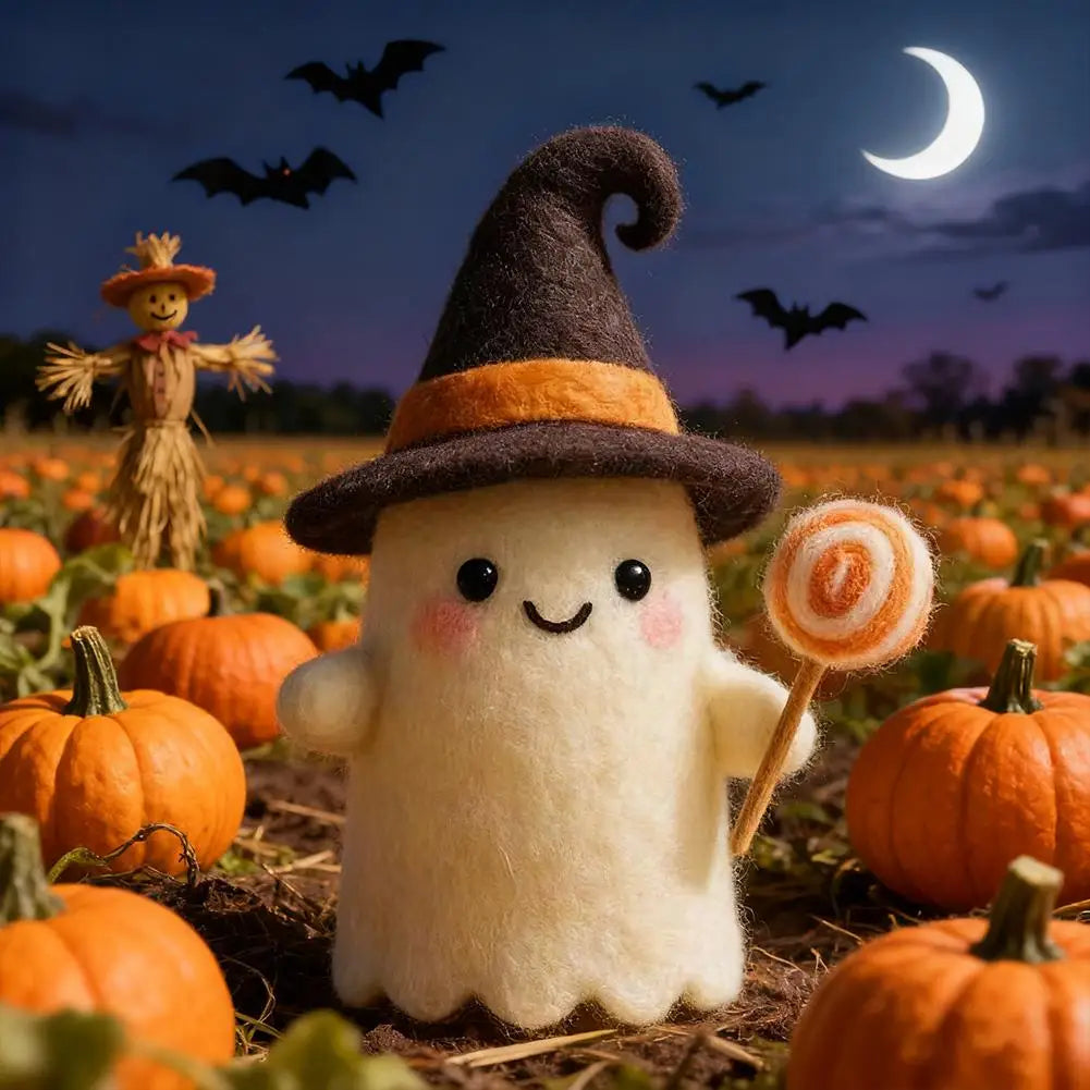 Small Felted Ghost Pumpkin