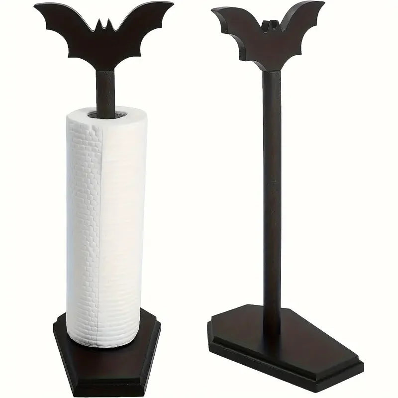 Black paper towel holder with bat design