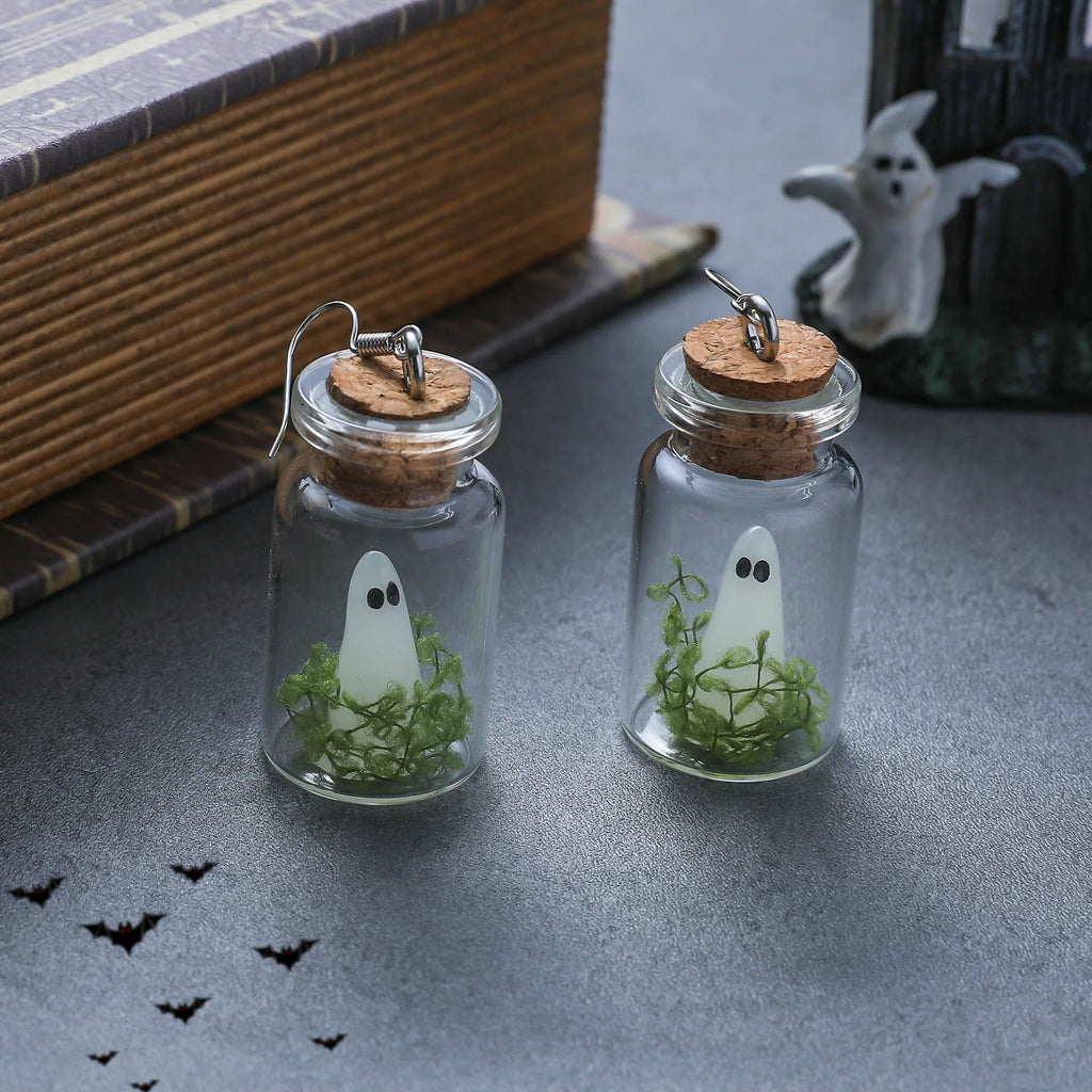 Ghost in a Bottle Earrings – Handmade Glow Drop Earrings