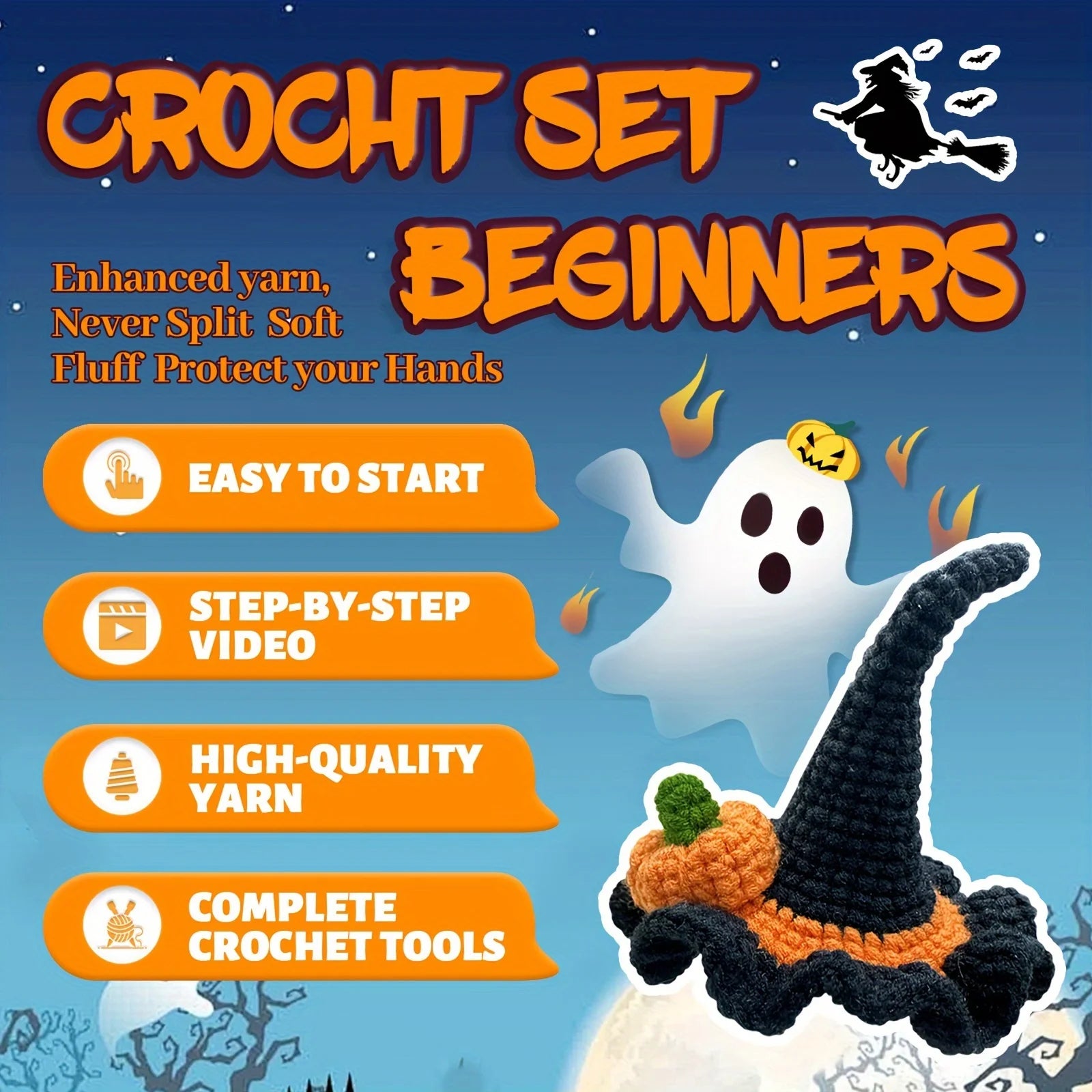 Pumpkin Witch Hat Crochet Kit