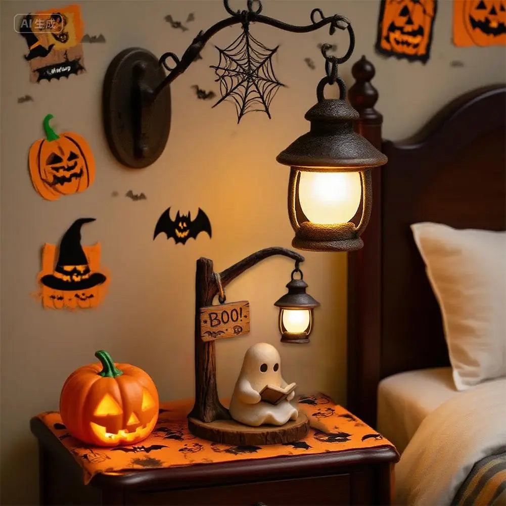 Cute Ghost Lantern Night Light – USB Rechargeable Reading Lamp