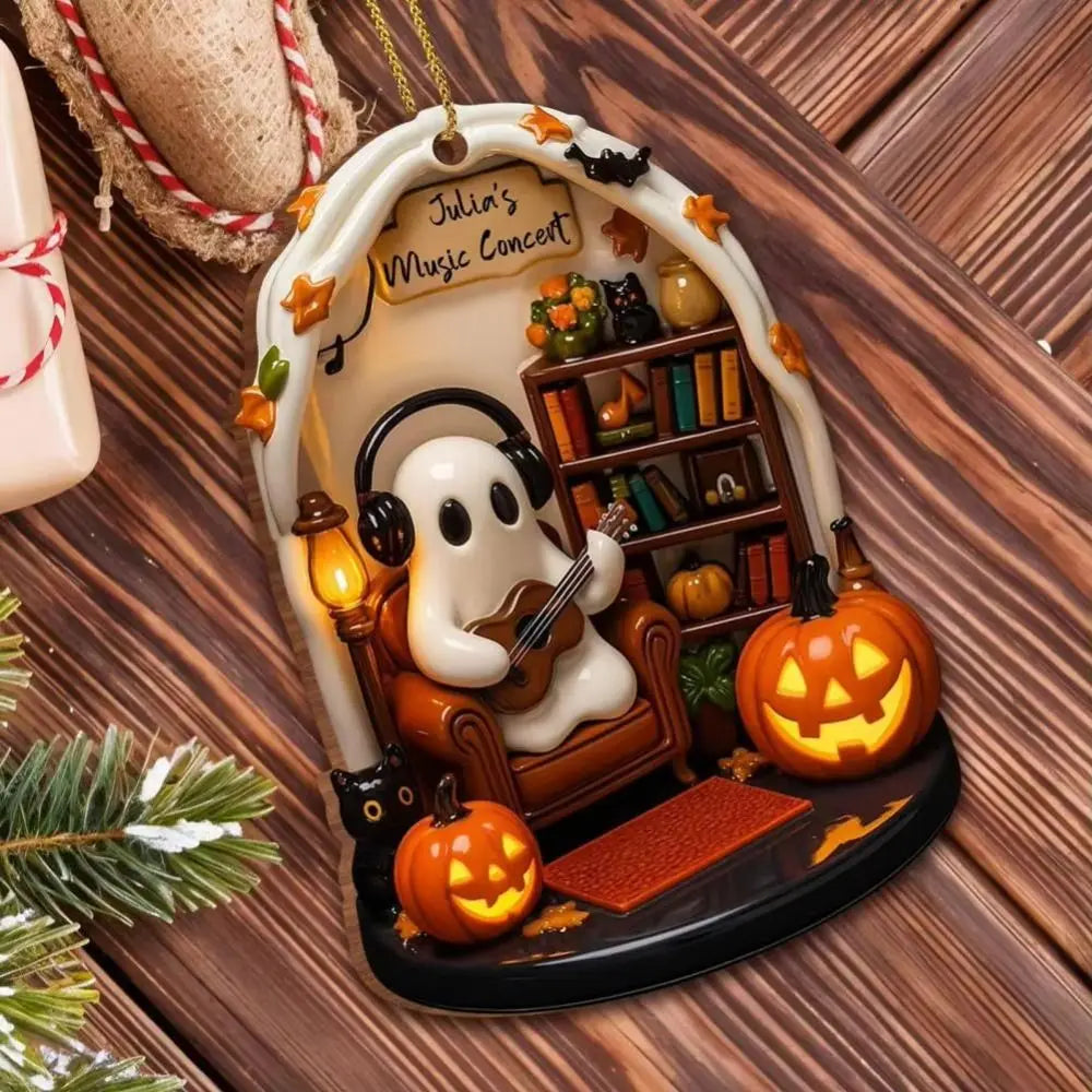 The Bookworm Ghost Ornament