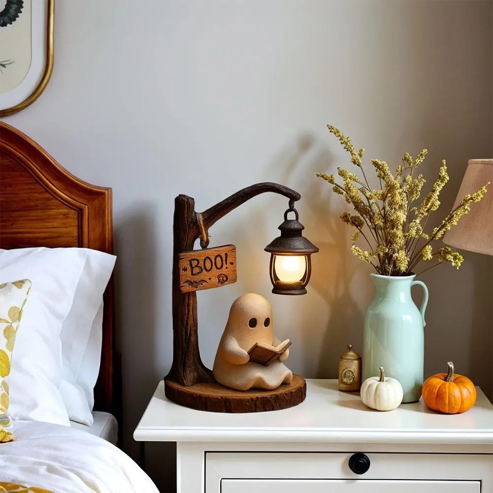 Cute Ghost Lantern Night Light – USB Rechargeable Reading Lamp