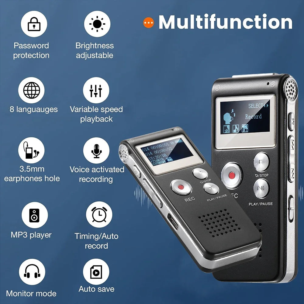 Compact Digital Voice Recorder (8–32GB) with MP3 & USB – Paranormal Field Tool