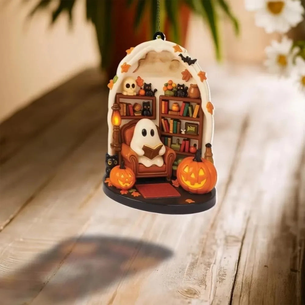 The Bookworm Ghost Ornament