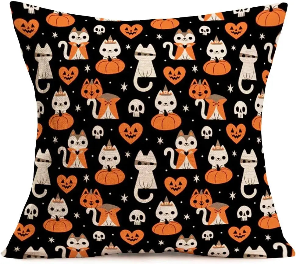 The Pumpkin Cat Cushion Cover