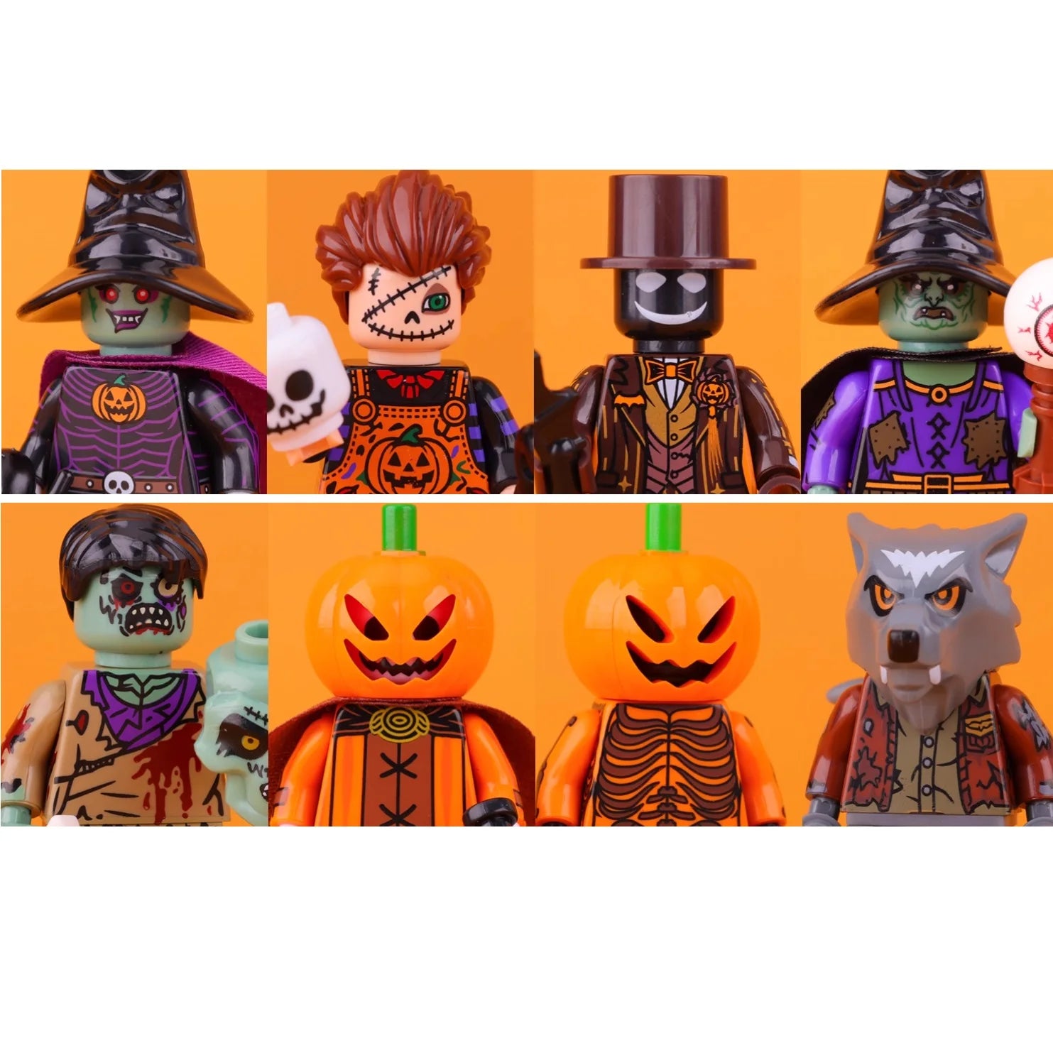 Spooky Horror Minifigure Pack – Witch, Vampire, Zombie, Demon & More