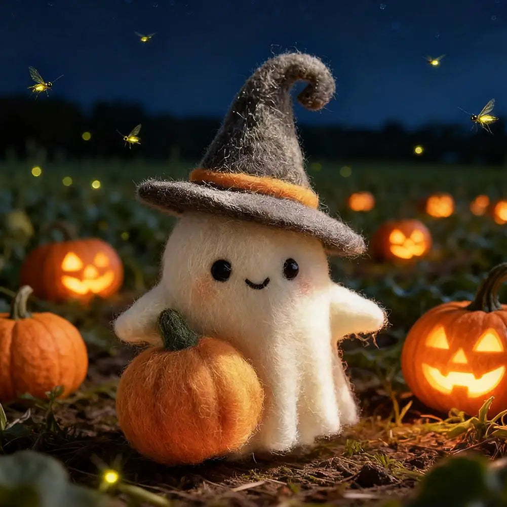 Small Felted Ghost Pumpkin
