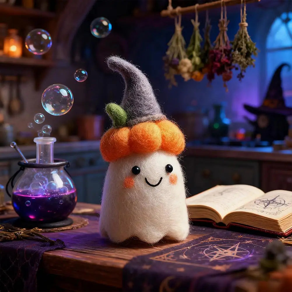 Small Felted Ghost Pumpkin