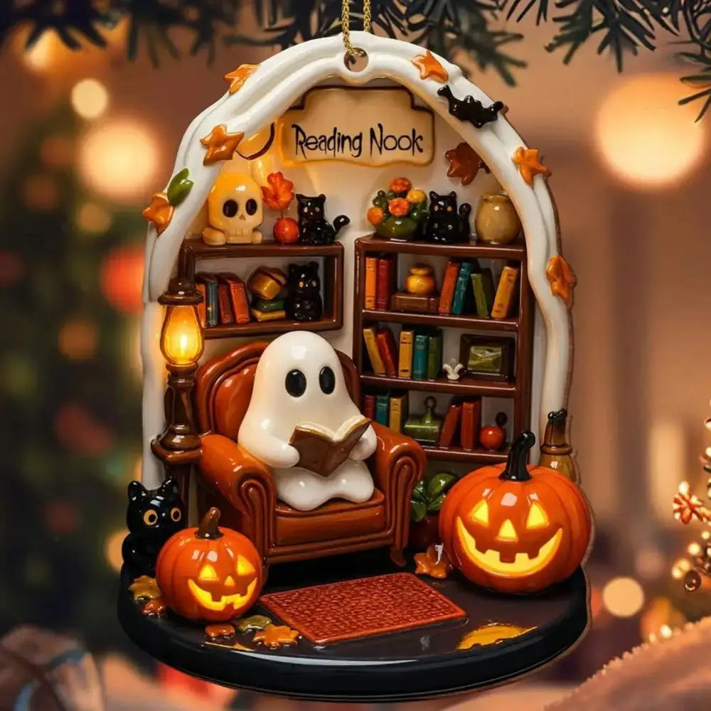 The Bookworm Ghost Ornament