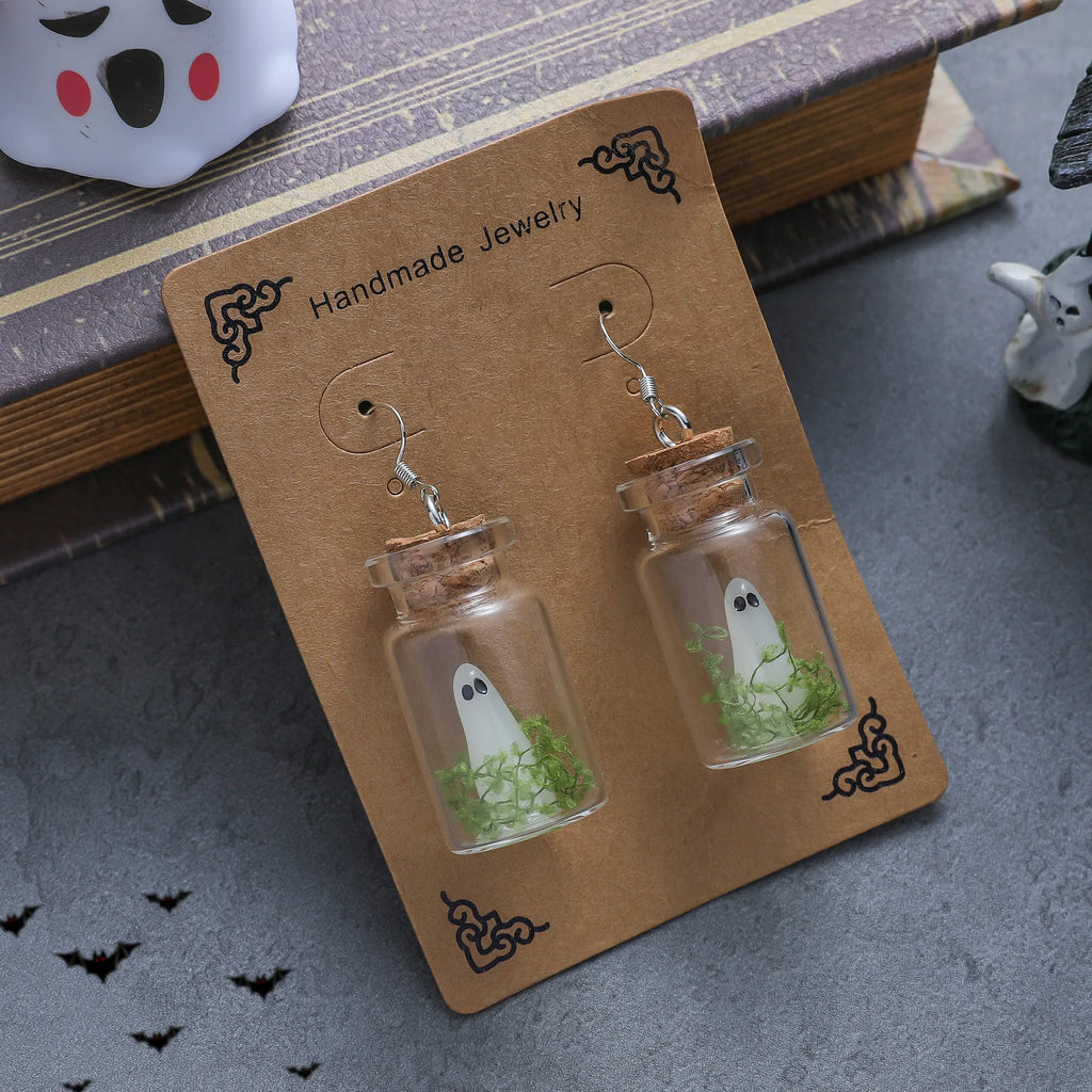 Ghost in a Bottle Earrings – Handmade Glow Drop Earrings
