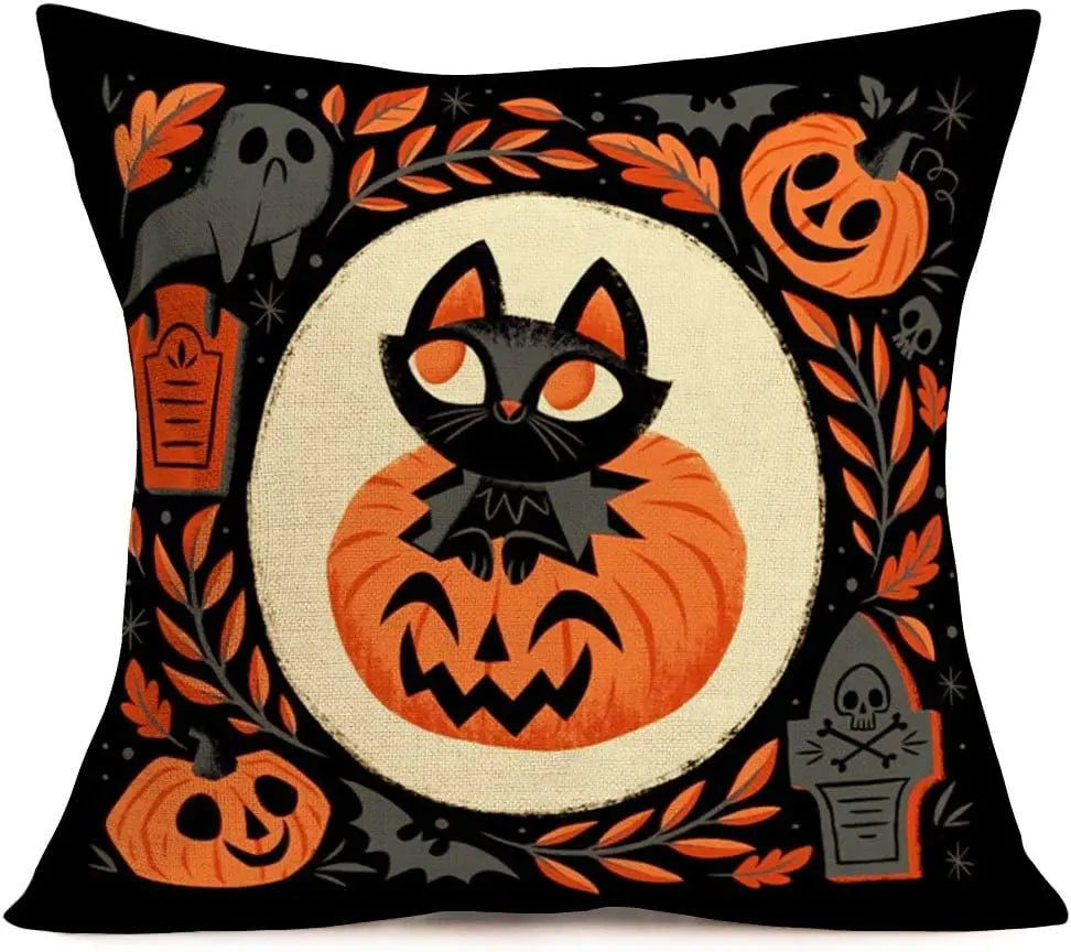 The Pumpkin Cat Cushion Cover